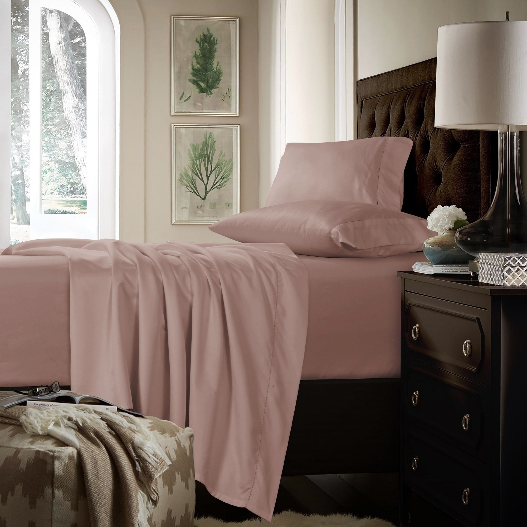 Parure de draps extra-profonds en coton 750 fils avec drap plat surdimensionné