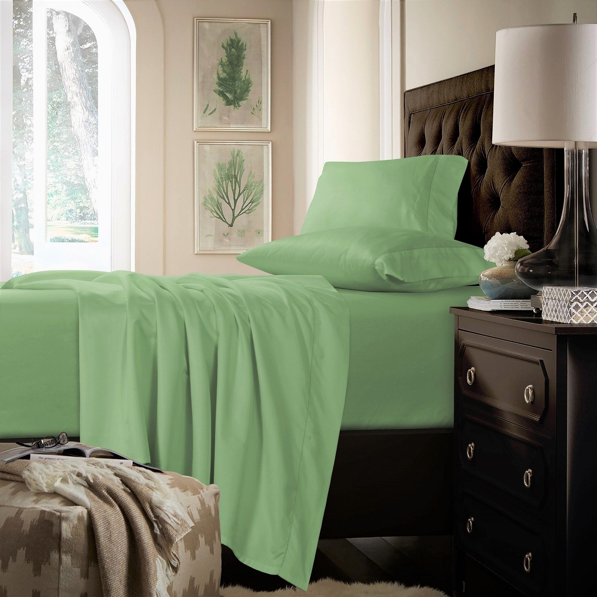 Parure de draps extra-profonds en coton 750 fils avec drap plat surdimensionné