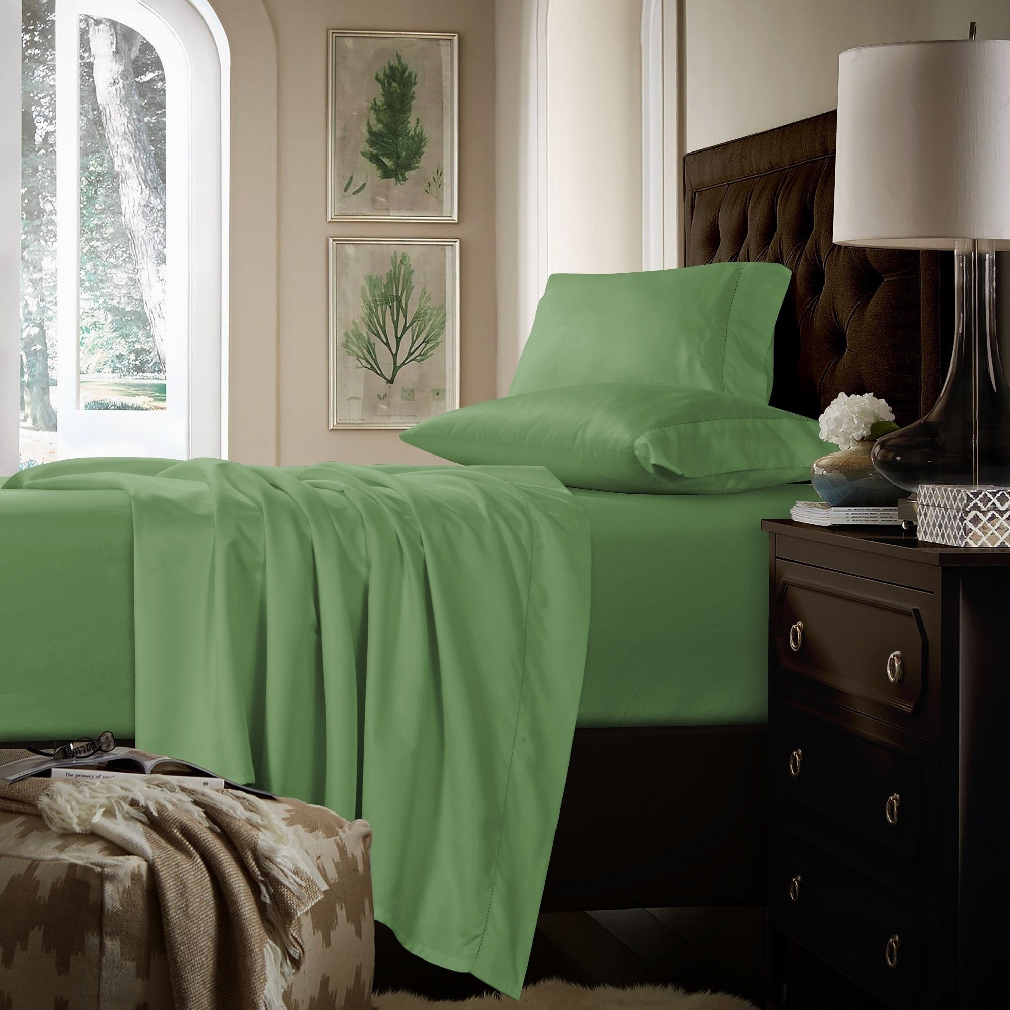 Parure de draps extra-profonds en coton 750 fils avec drap plat surdimensionné