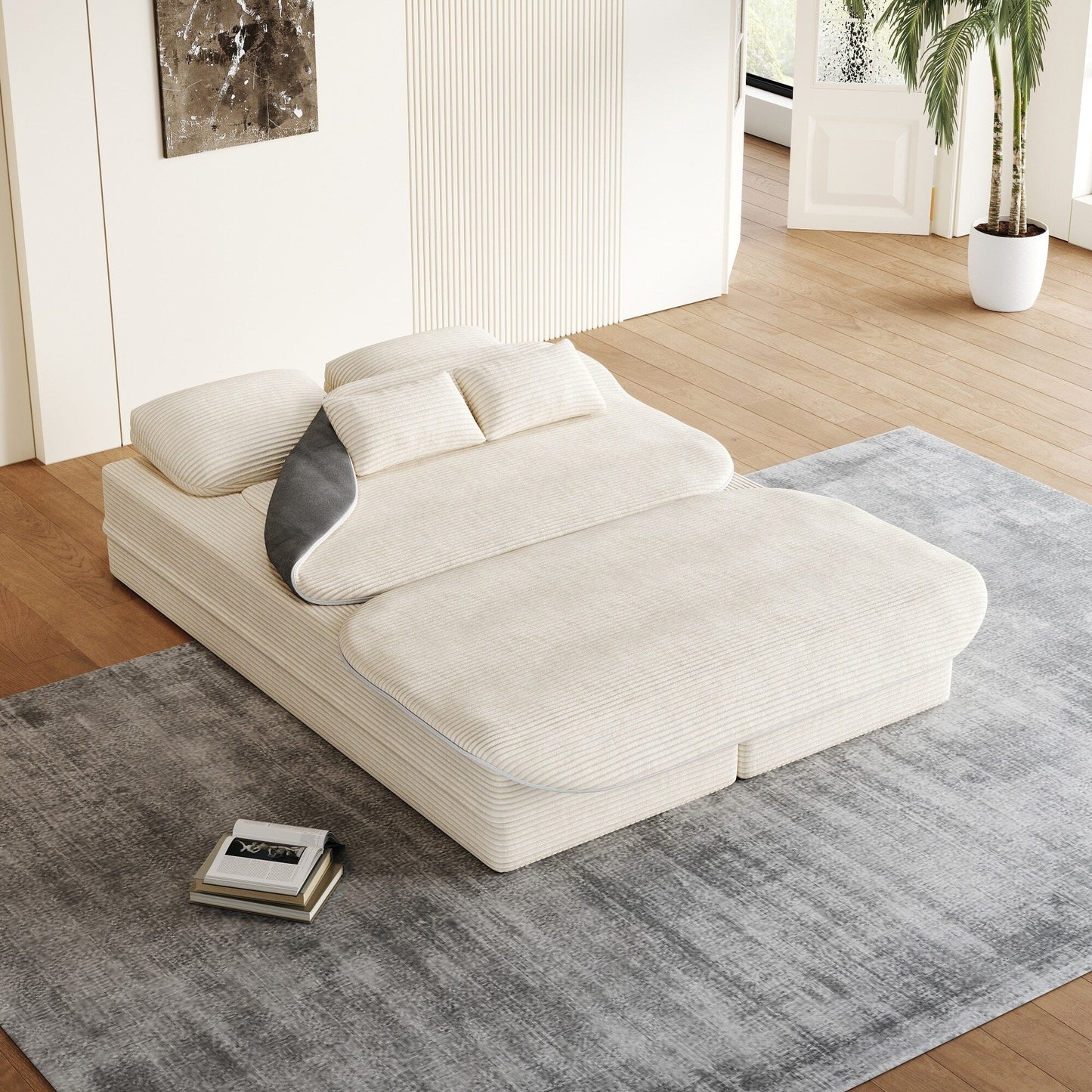 Canapé-lit convertible pliable 2 en 1 de 75 pouces en mousse avec couverture multifonctionnelle