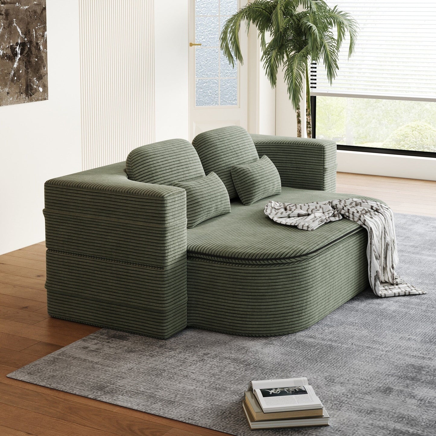 Canapé-lit convertible pliable 2 en 1 de 75 pouces en mousse avec couverture multifonctionnelle