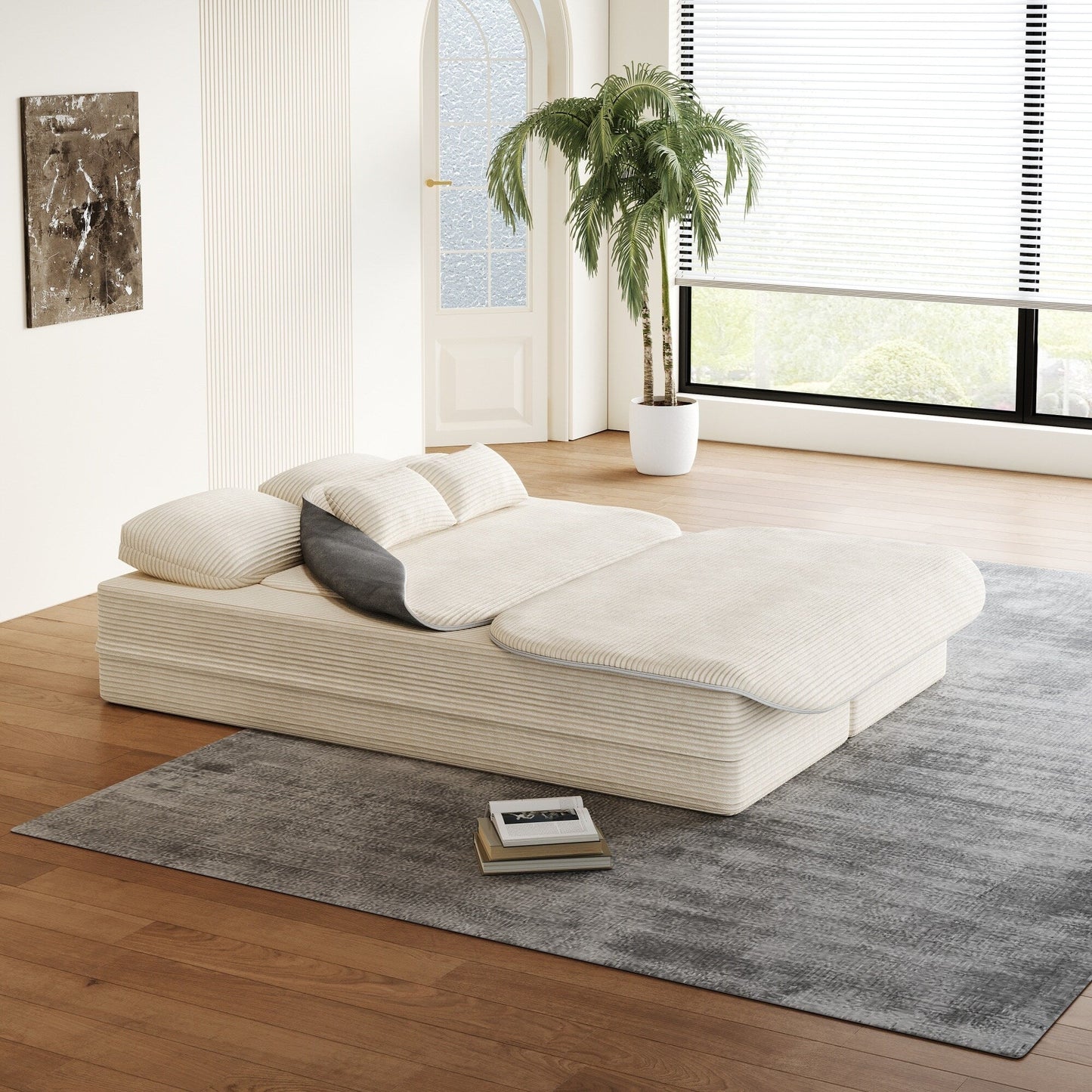 Canapé-lit convertible pliable 2 en 1 de 75 pouces en mousse avec couverture multifonctionnelle