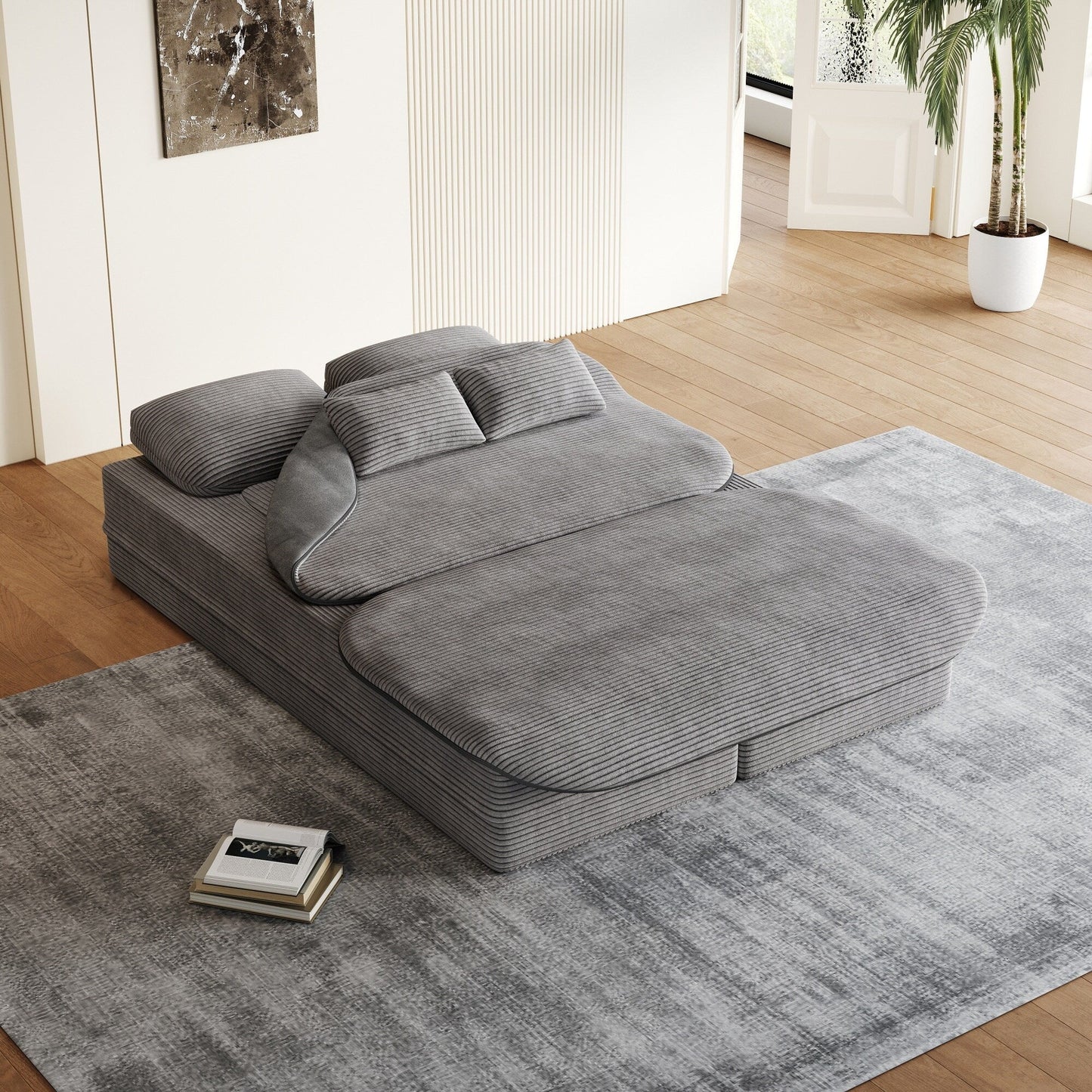 Canapé-lit convertible pliable 2 en 1 de 75 pouces en mousse avec couverture multifonctionnelle