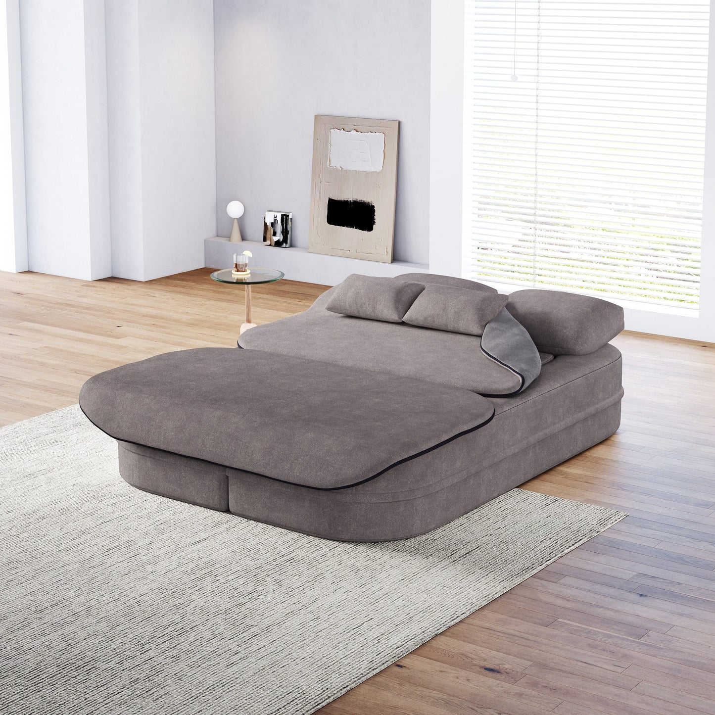 Canapé-lit pliable 2 en 1 75'', convertible en mousse chenille, avec couverture multifonctionnelle, canapé de salon