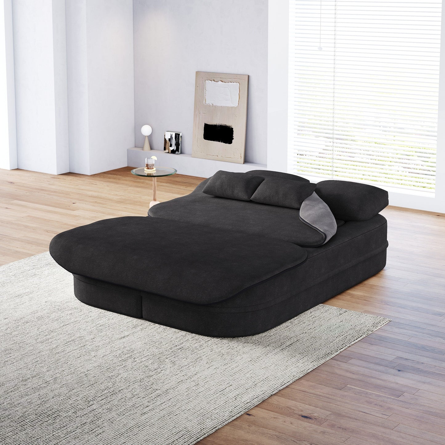Canapé-lit pliable 2 en 1 75'', convertible en mousse chenille, avec couverture multifonctionnelle, canapé de salon