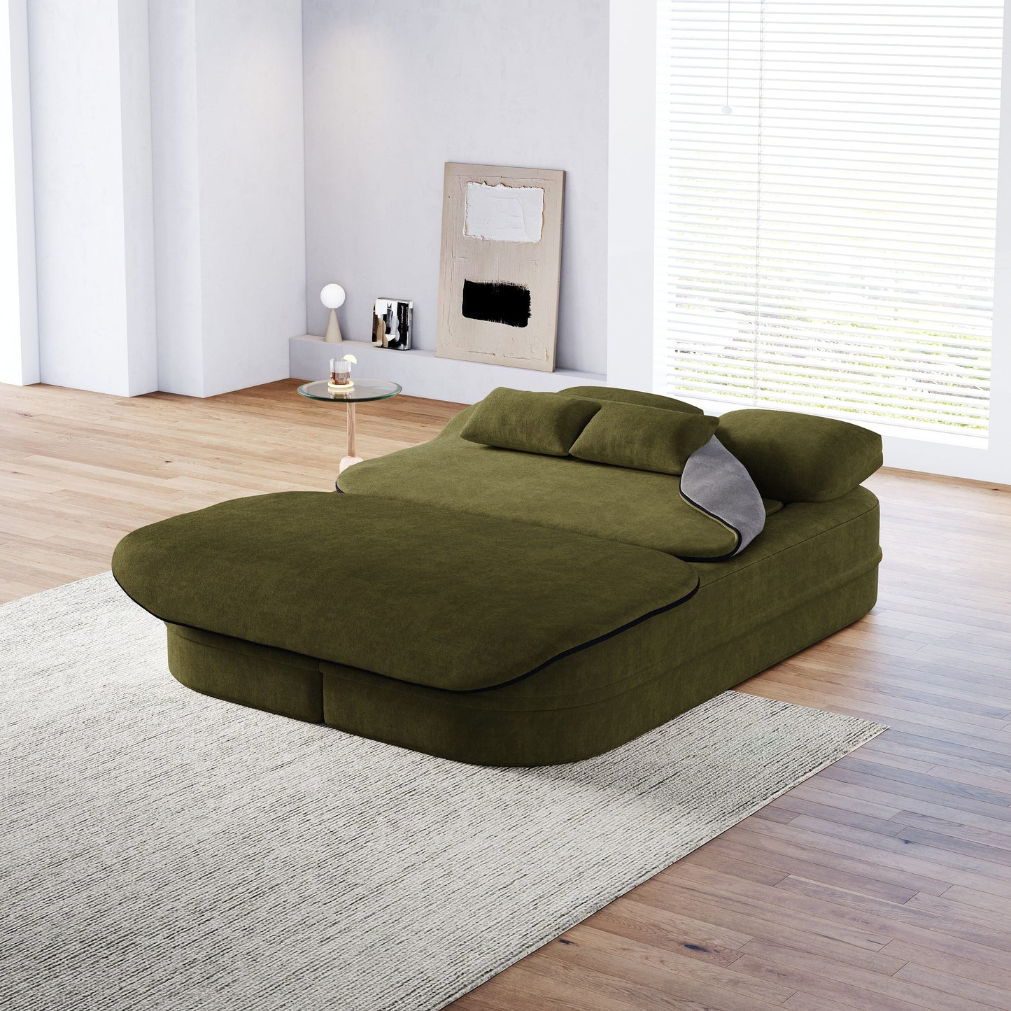 Canapé-lit pliable 2 en 1 75'', convertible en mousse chenille, avec couverture multifonctionnelle, canapé de salon