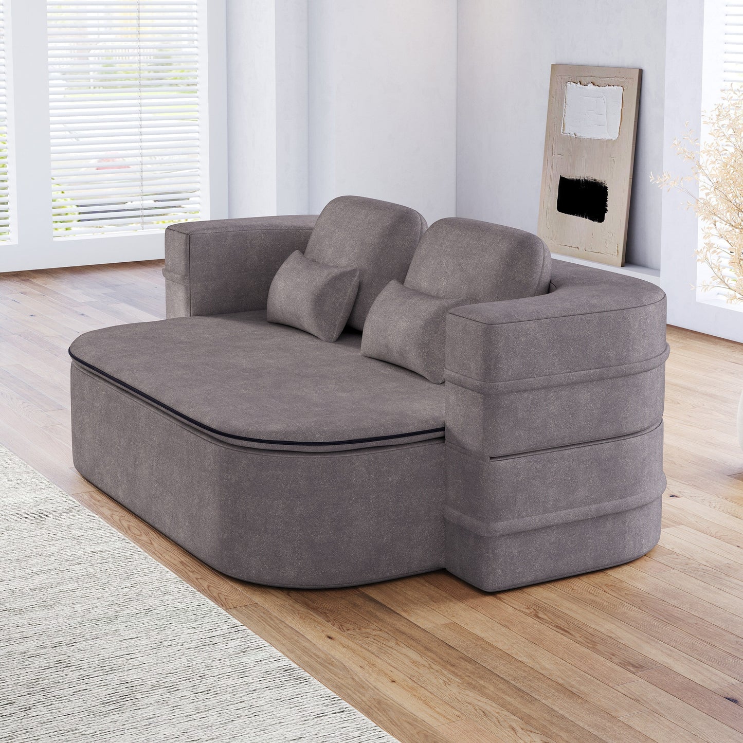 Canapé-lit pliable 2 en 1 75'', convertible en mousse chenille, avec couverture multifonctionnelle, canapé de salon