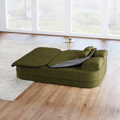 Canapé-lit pliable 2 en 1 75'', convertible en mousse chenille, avec couverture multifonctionnelle, canapé de salon