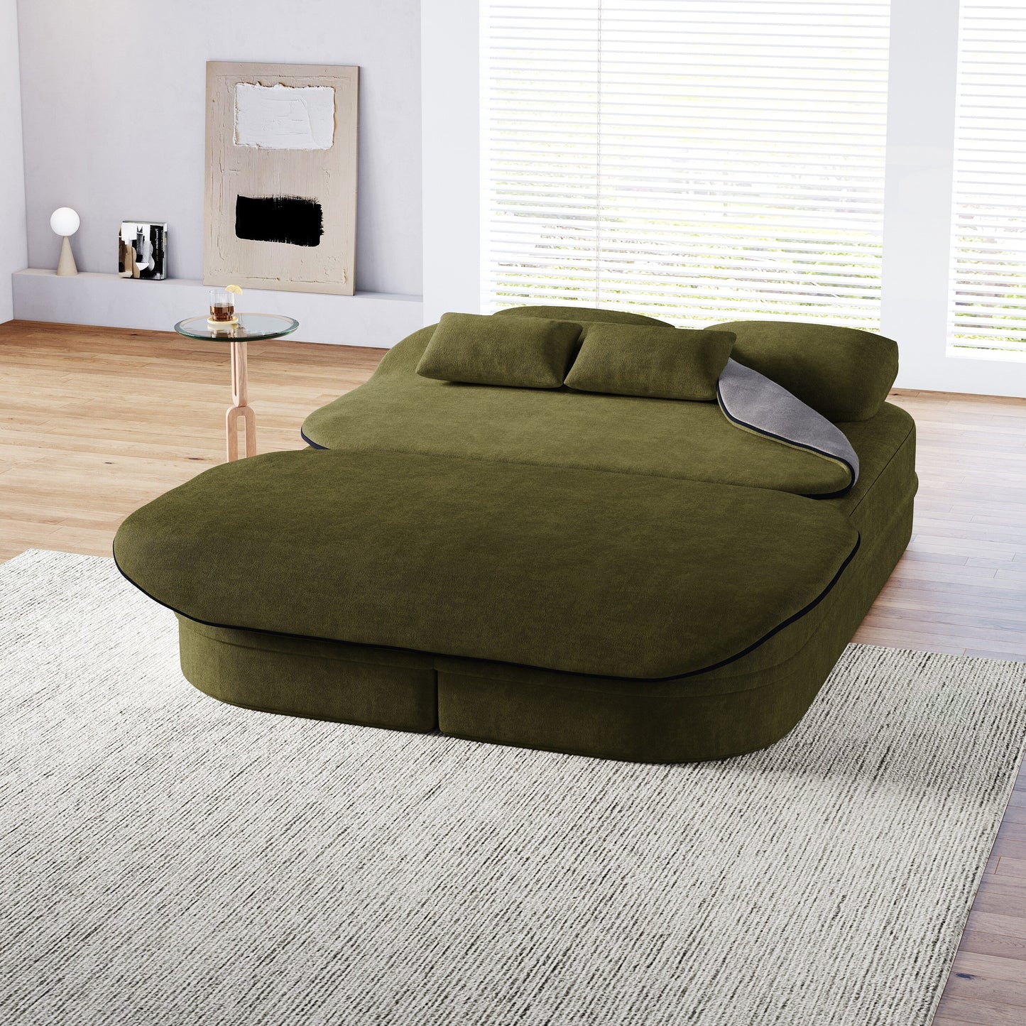 Canapé-lit pliable 2 en 1 75'', convertible en mousse chenille, avec couverture multifonctionnelle, canapé de salon