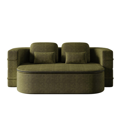 Canapé-lit pliable 2 en 1 75'', convertible en mousse chenille, avec couverture multifonctionnelle, canapé de salon