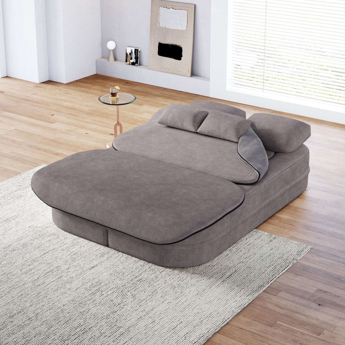 Canapé-lit pliable 2 en 1 75'', convertible en mousse chenille, avec couverture multifonctionnelle, canapé de salon