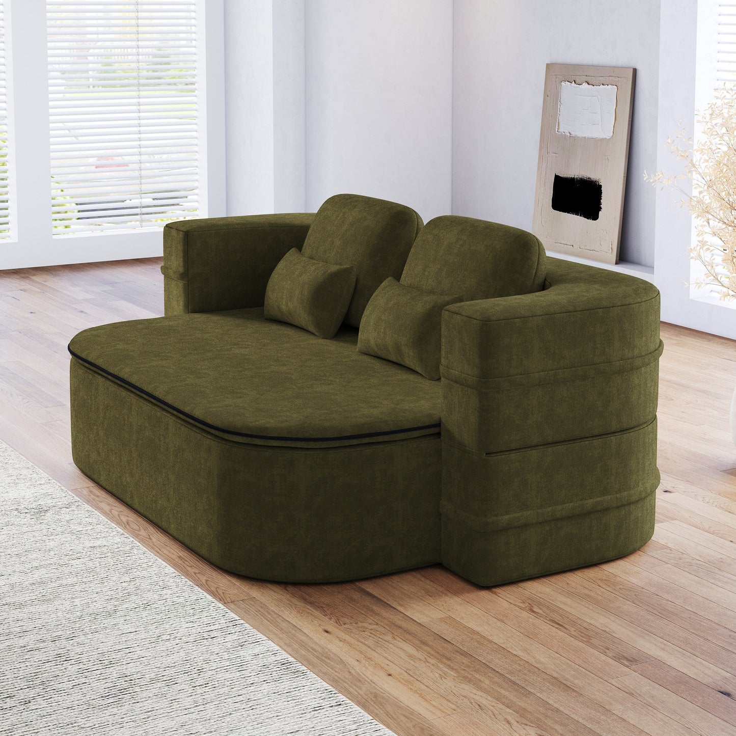 Canapé-lit pliable 2 en 1 75'', convertible en mousse chenille, avec couverture multifonctionnelle, canapé de salon