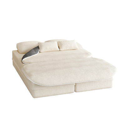 Canapé-lit pliable 2 en 1 de 75 pouces, convertible en mousse avec couverture multifonctionnelle, canapé-lit de sol