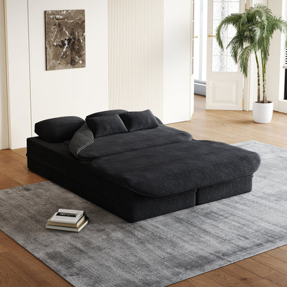 Canapé-lit pliable 2 en 1 de 75 pouces, convertible en mousse avec couverture multifonctionnelle, canapé-lit de sol