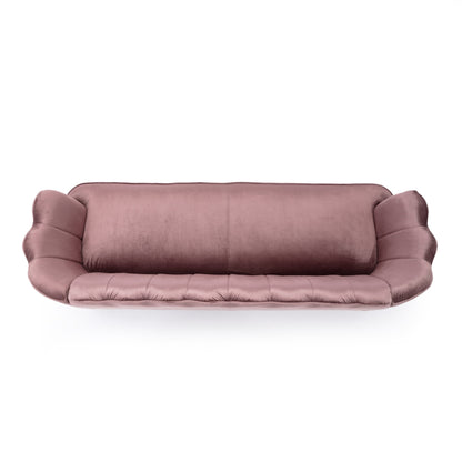 Canapé 3 places en velours avec coutures en canal et pieds en métal pour salon (76,25 po)