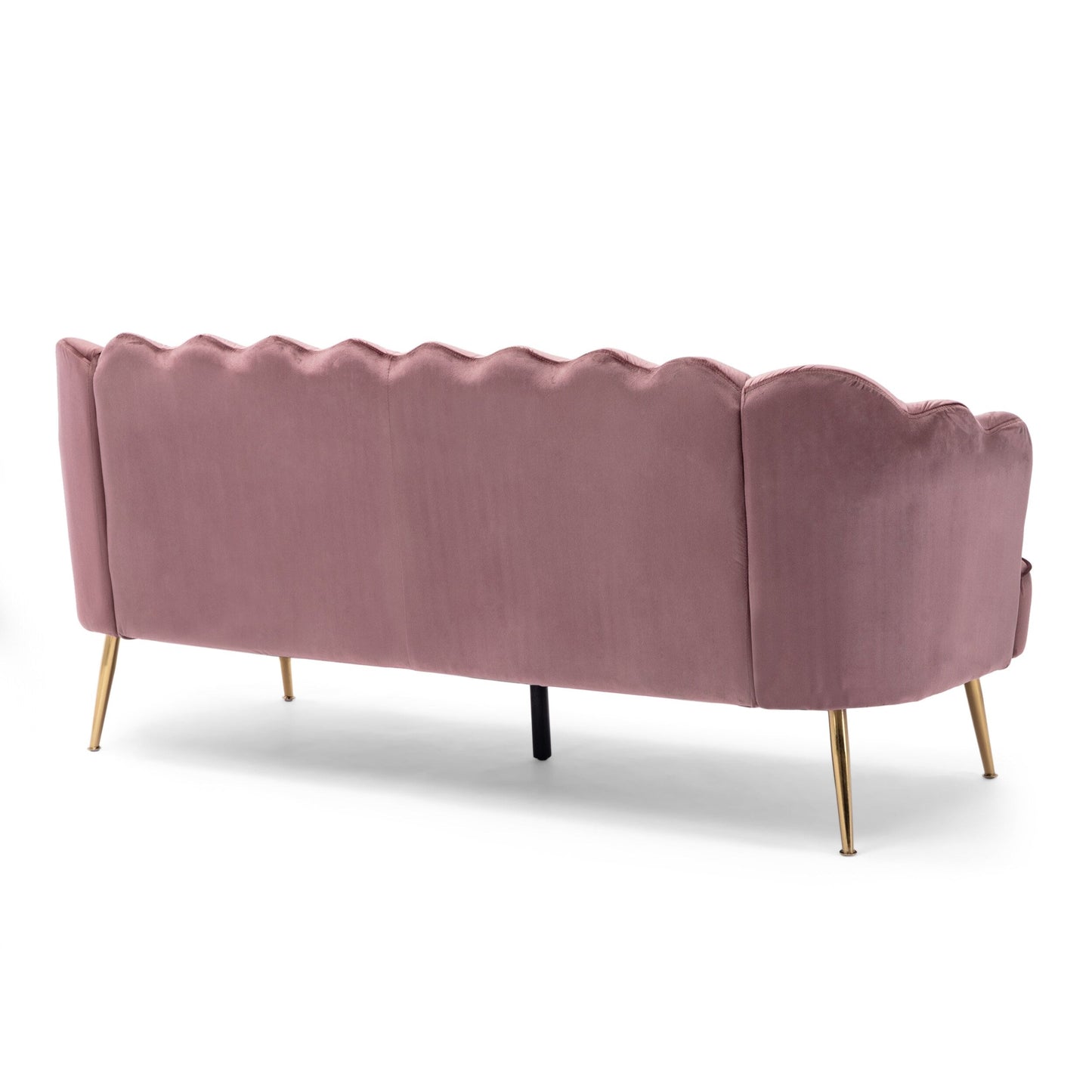Canapé 3 places en velours avec coutures en canal et pieds en métal pour salon (76,25 po)
