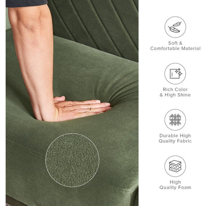 Canapé-lit futon moderne du milieu du siècle 76,8 po - Petit canapé-lit causeuse avec housse en velours de qualité supérieure pour le salon, vert olive