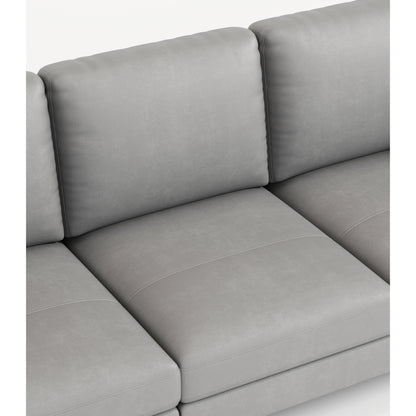 Canapé 3 places en cuir véritable 77 avec chargeur USB, coussins haute résilience et pieds en métal noir