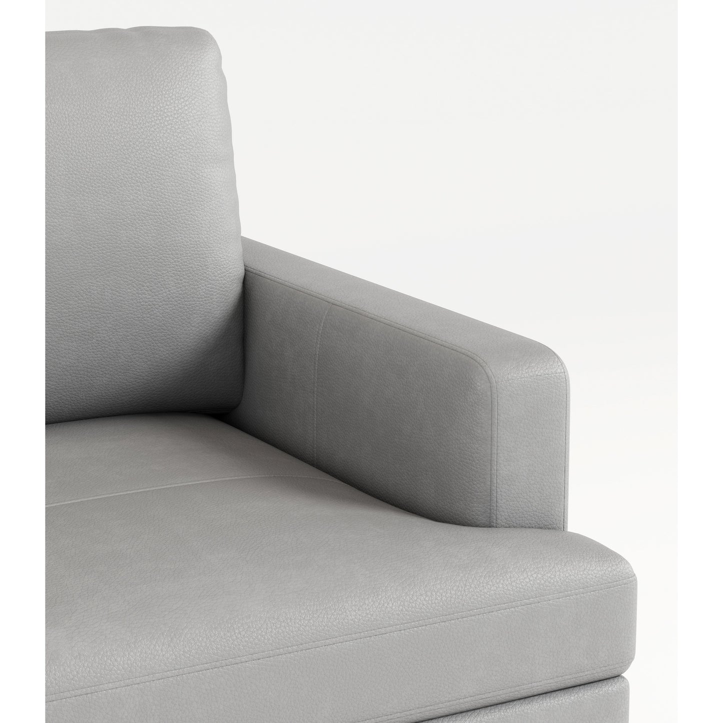 Canapé 3 places en cuir véritable 77 avec chargeur USB, coussins haute résilience et pieds en métal noir