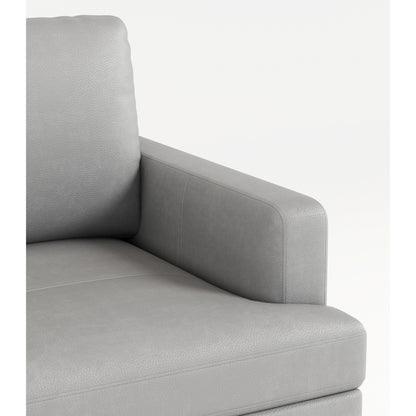 Canapé 3 places en cuir véritable 77 avec chargeur USB, coussins haute résilience et pieds en métal noir