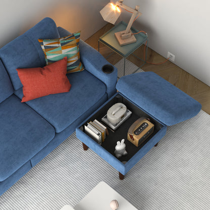 Canapé convertible 3 places en L de 78,74 po avec pouf de rangement