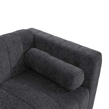 Canapé 3 places rembourré en chenille 78,7 avec pieds en plastique et 2 coussins pour le salon