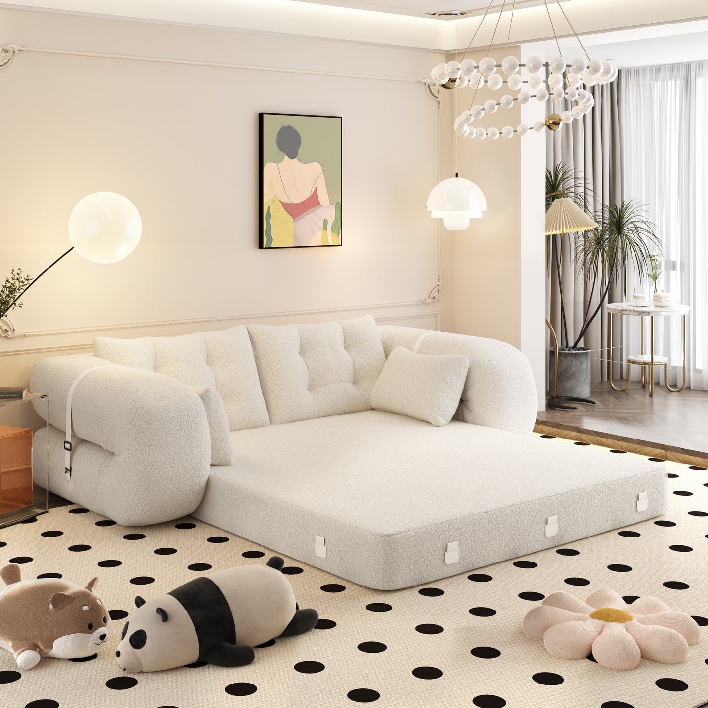 Lit pour chien 78,7 pouces, canapé-lit pliable 3 en 1