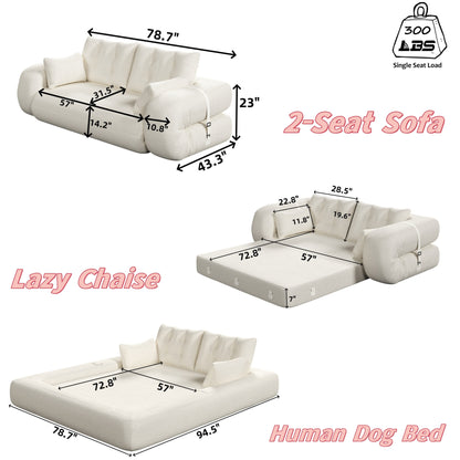 Lit pour chien 78,7 pouces, canapé-lit pliable 3 en 1