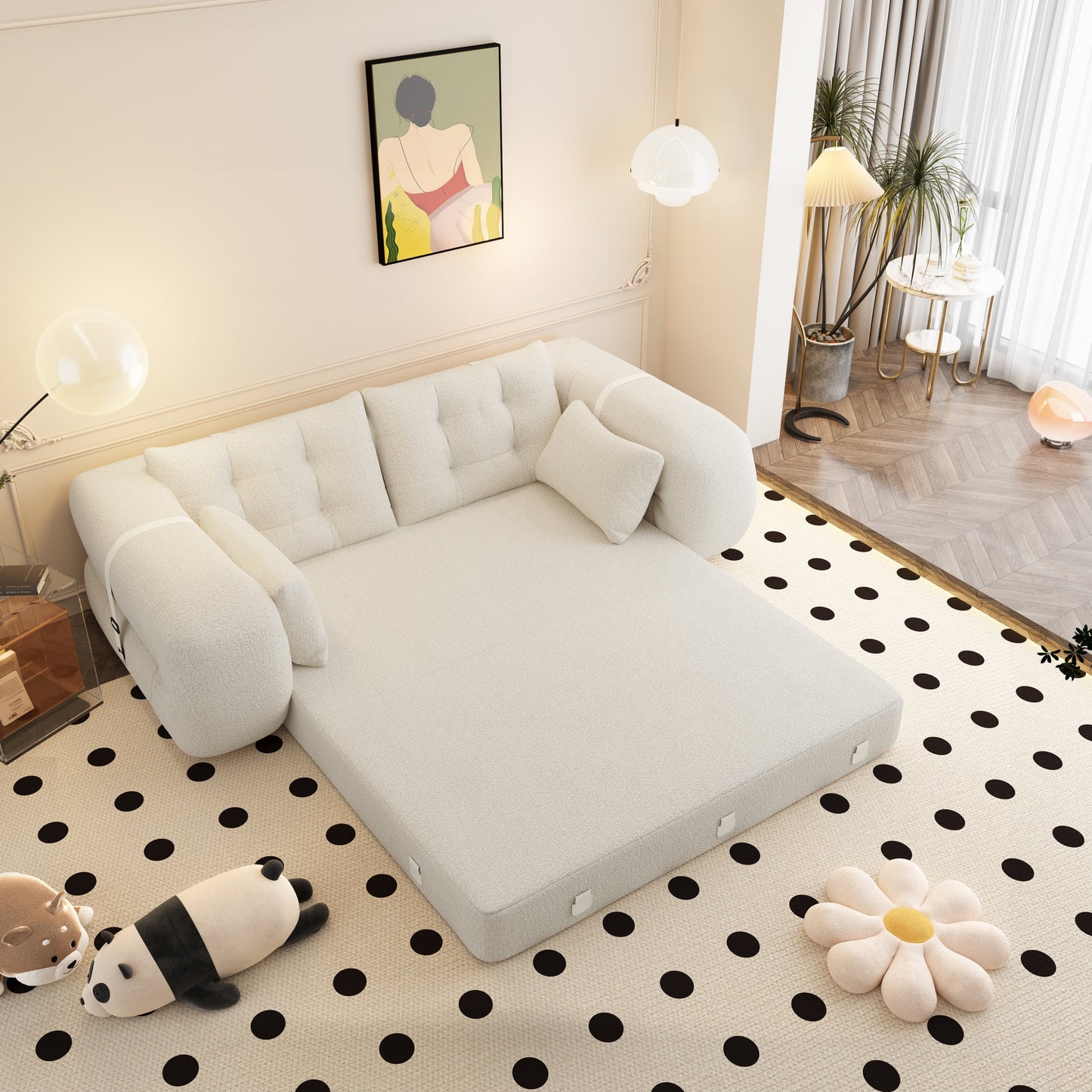 Lit pour chien 78,7 pouces, canapé-lit pliable 3 en 1