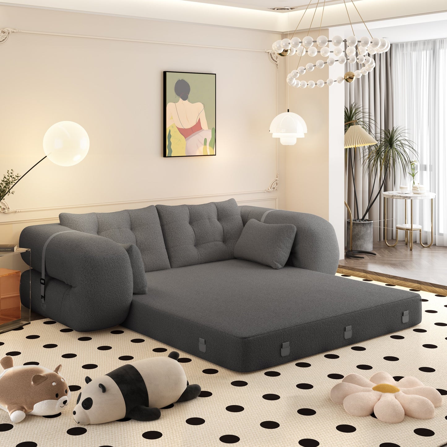Lit pour chien 78,7 pouces, canapé-lit pliable 3 en 1