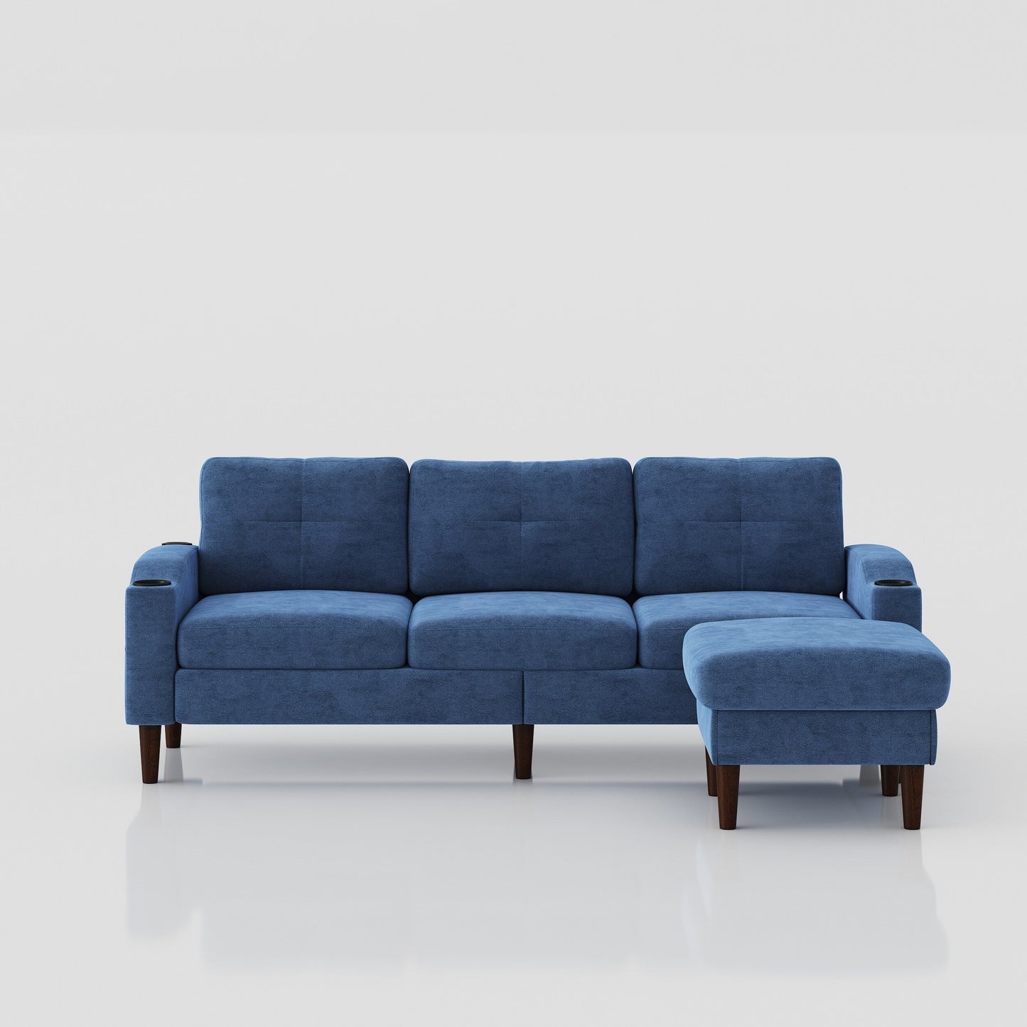 Canapé convertible en tissu de 78,7 po avec pouf de rangement