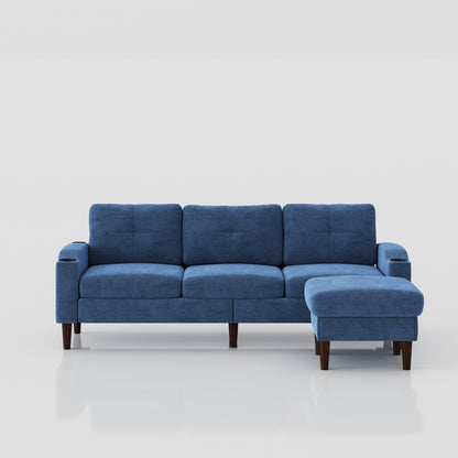 Canapé convertible en tissu de 78,7 po avec pouf de rangement