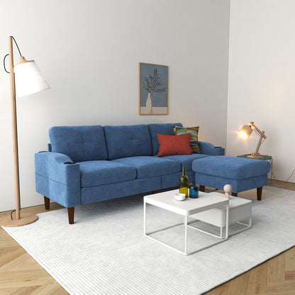 Canapé convertible en tissu de 78,7 po avec pouf de rangement