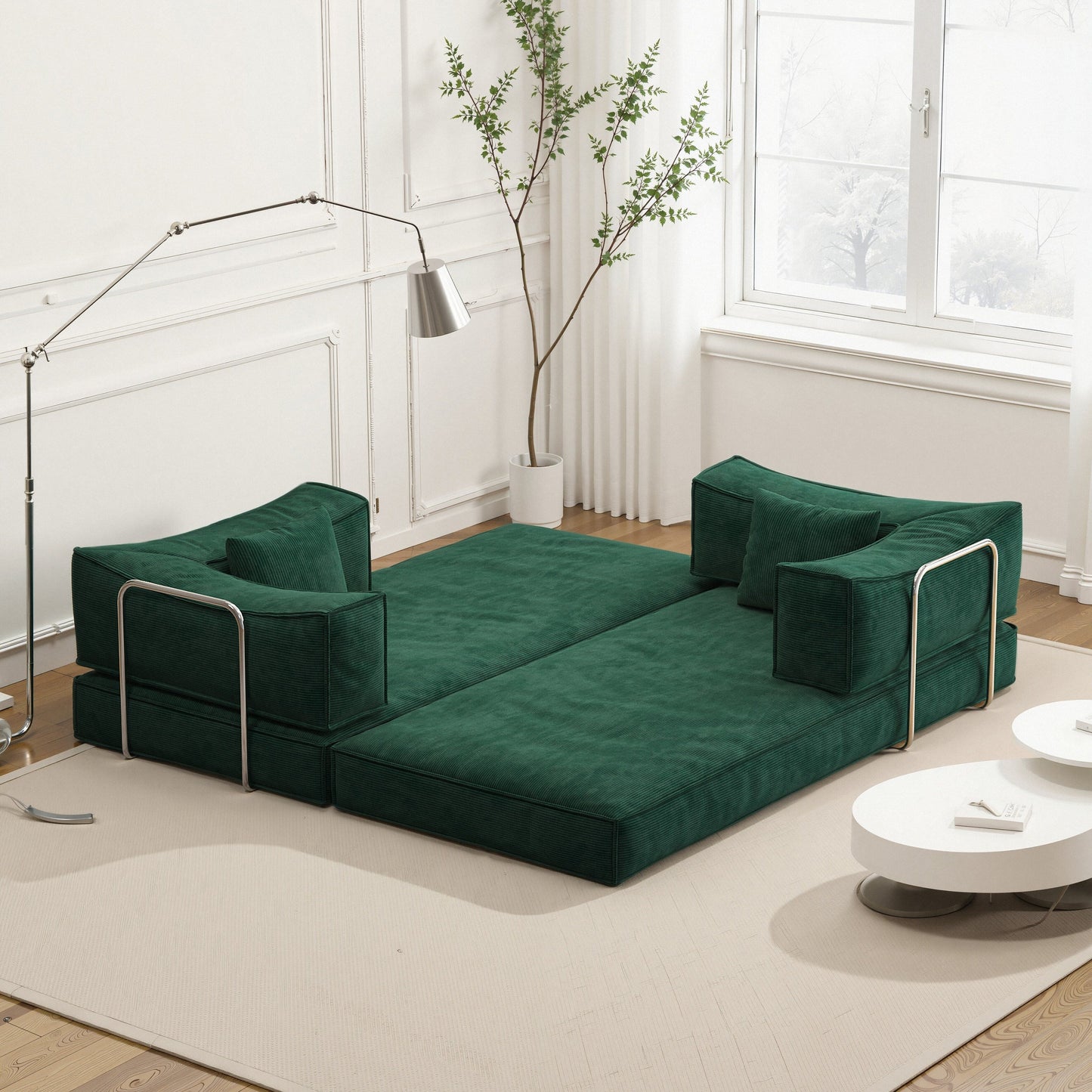 Canapé modulaire de 78,8 pouces, canapé convertible en bloc de pudding, canapé-lit sur pied avec accoudoirs et canapé-lit confortable