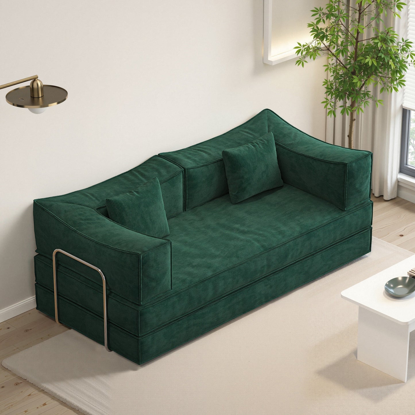 Canapé modulaire de 78,8 pouces, canapé convertible en bloc de pudding, canapé-lit sur pied avec accoudoirs et canapé-lit confortable