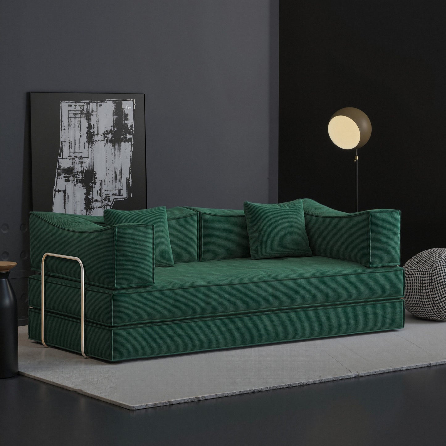 Canapé modulaire de 78,8 pouces, canapé convertible en bloc de pudding, canapé-lit sur pied avec accoudoirs et canapé-lit confortable