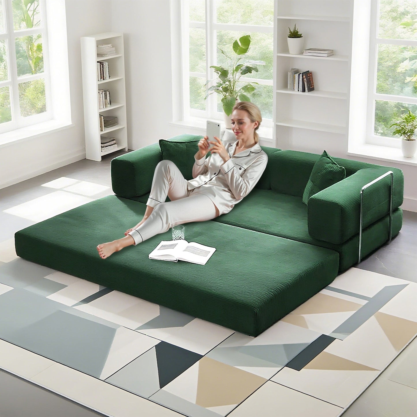 Canapé-lit convertible de 78,8 cm avec coussin et accoudoirs