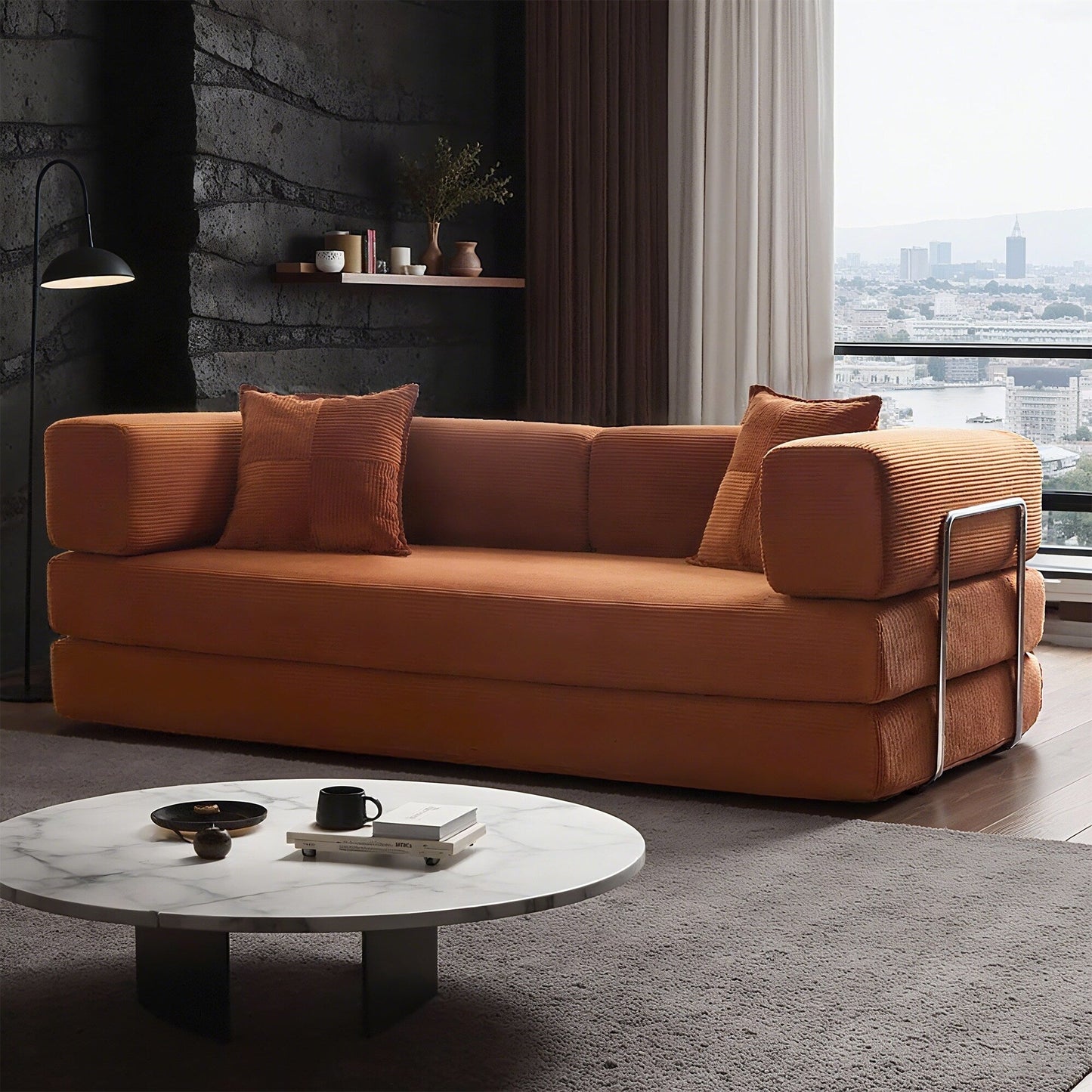 Canapé-lit convertible de 78,8 cm avec coussin et accoudoirs