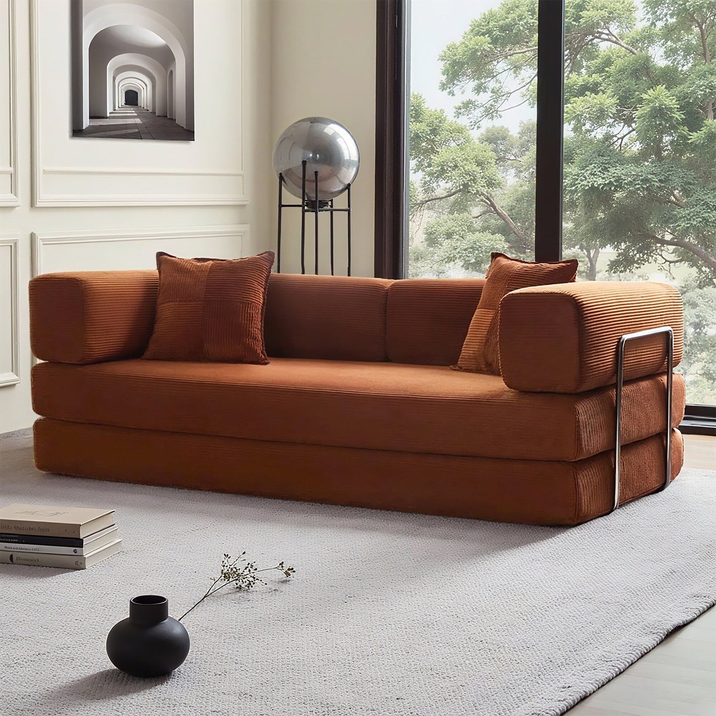 Canapé-lit convertible de 78,8 cm avec coussin et accoudoirs