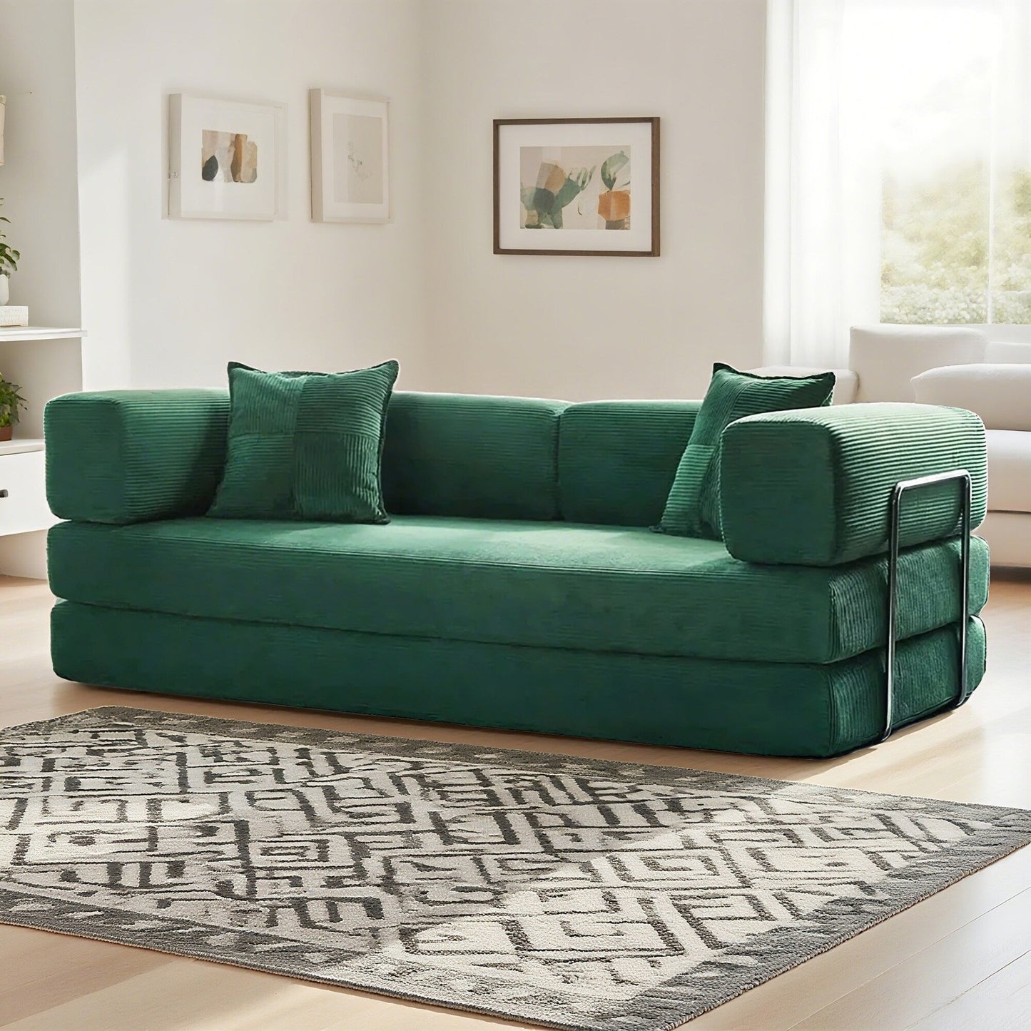 Canapé-lit convertible de 78,8 cm avec coussin et accoudoirs