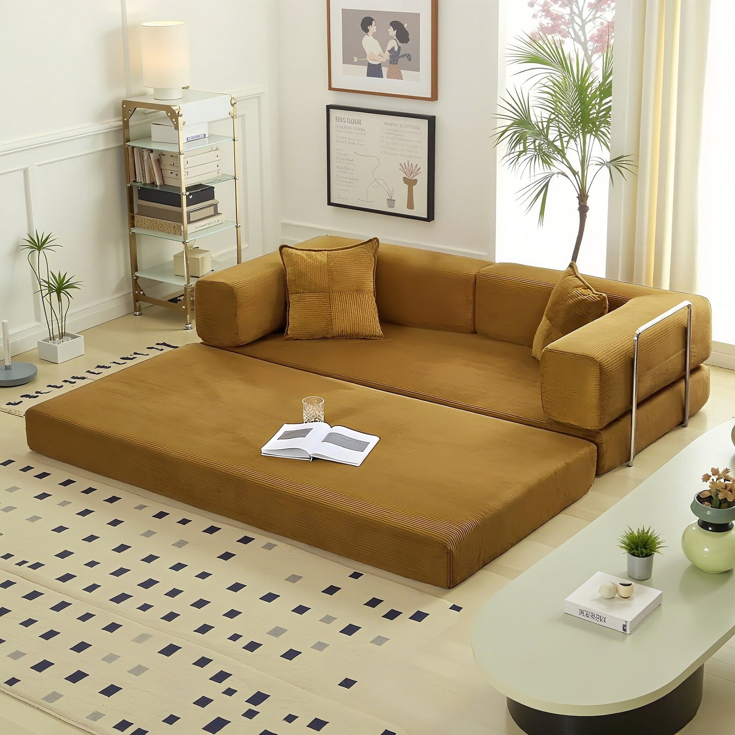 Canapé-lit convertible de 78,8 cm avec coussin et accoudoirs