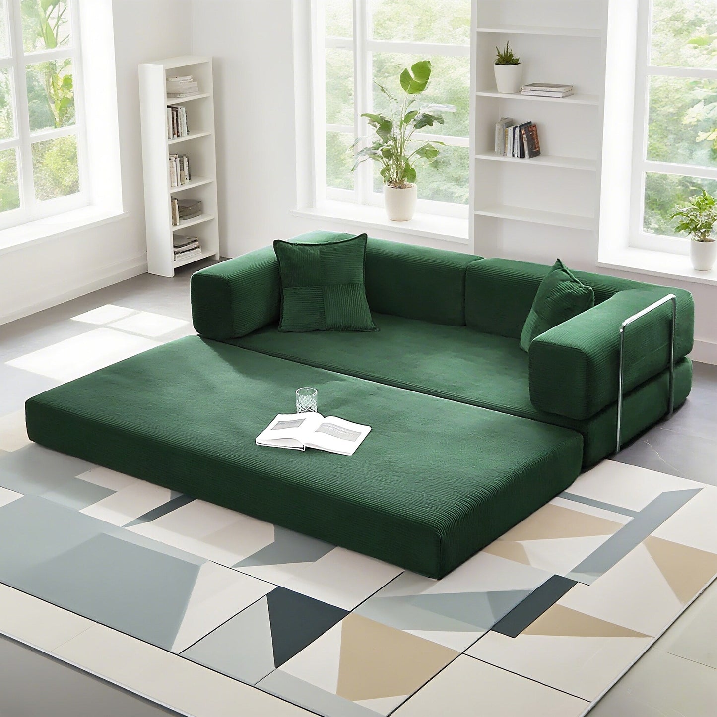 Canapé-lit convertible de 78,8 cm avec coussin et accoudoirs
