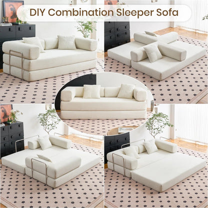 Canapé-lit convertible 78,8 pouces avec oreiller de compression, confortable, futon