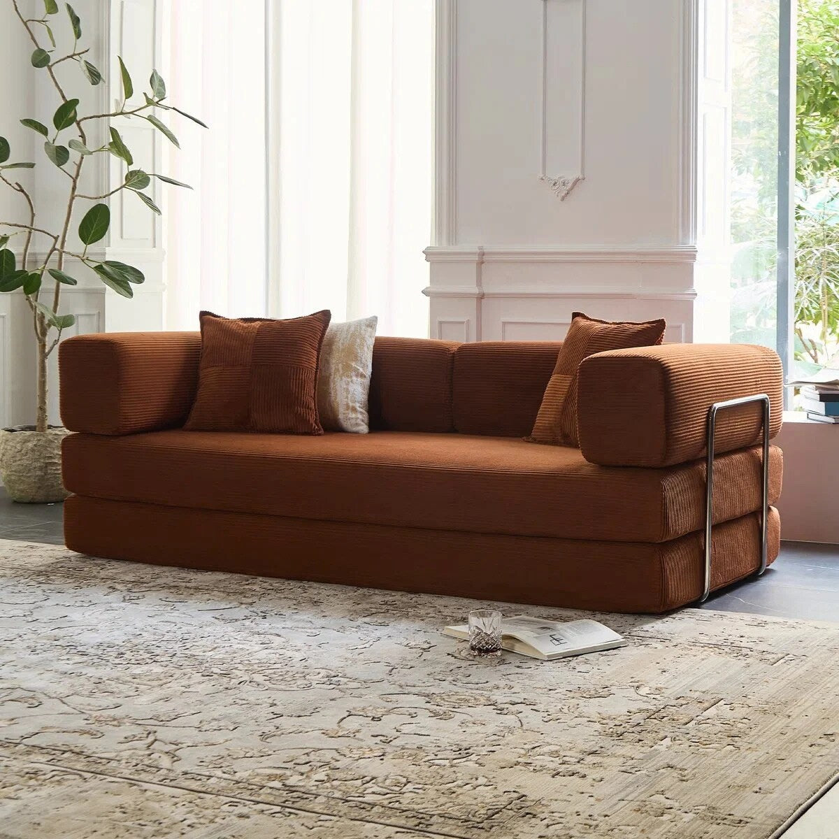 Canapé-lit convertible 78,8 pouces avec oreiller de compression, confortable, futon