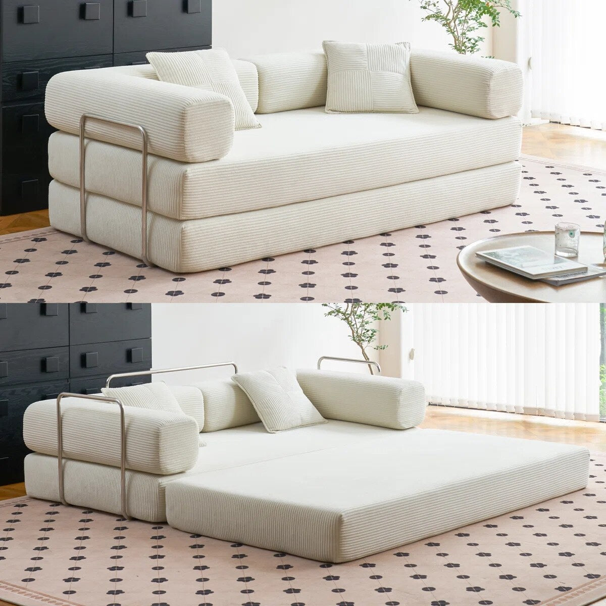 Canapé-lit convertible 78,8 pouces avec oreiller de compression, confortable, futon