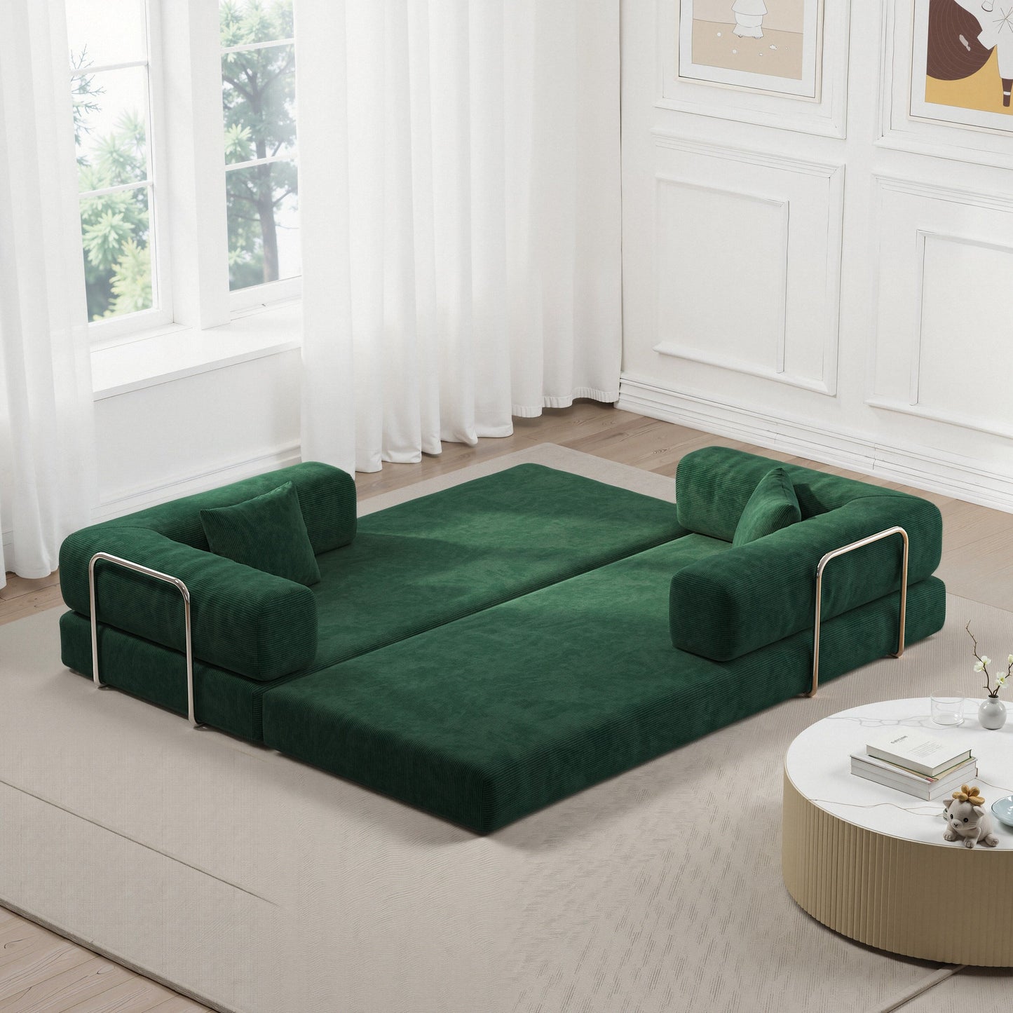 Canapé sectionnel modulaire de 78,8 pouces, canapé convertible en bloc de pudding, canapé-lit sur pied avec accoudoirs, canapé-lit confortable