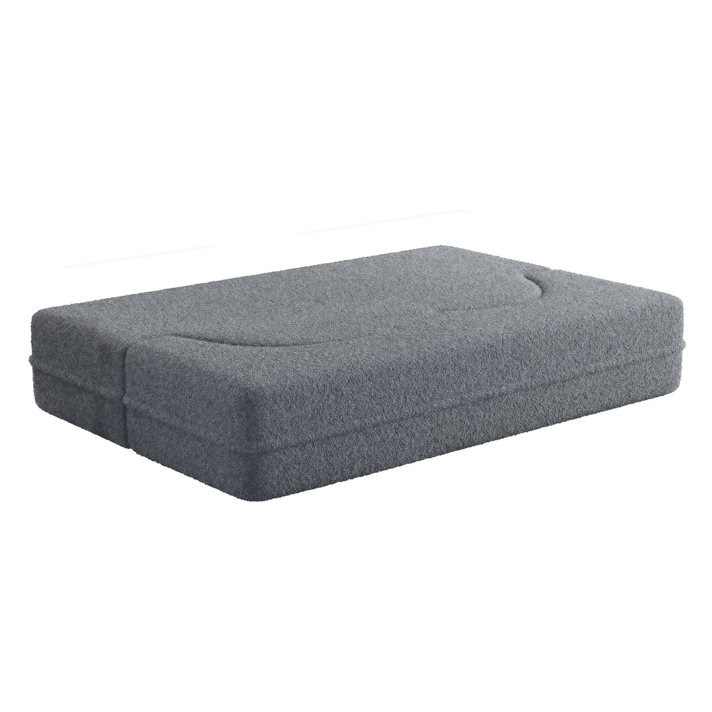 Canapé-lit convertible en tissu Teddy de 78 pouces, rempli de mousse, avec 2 oreillers et matelas pliant pour le salon