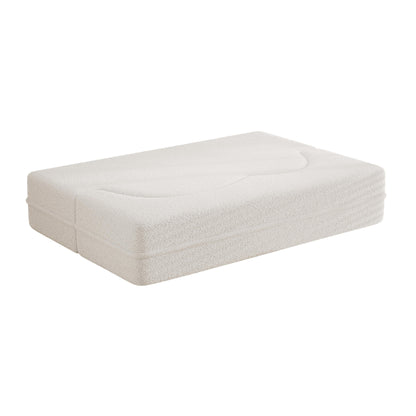 Canapé-lit convertible en tissu Teddy de 78 pouces, rempli de mousse, avec 2 oreillers et matelas pliant pour le salon