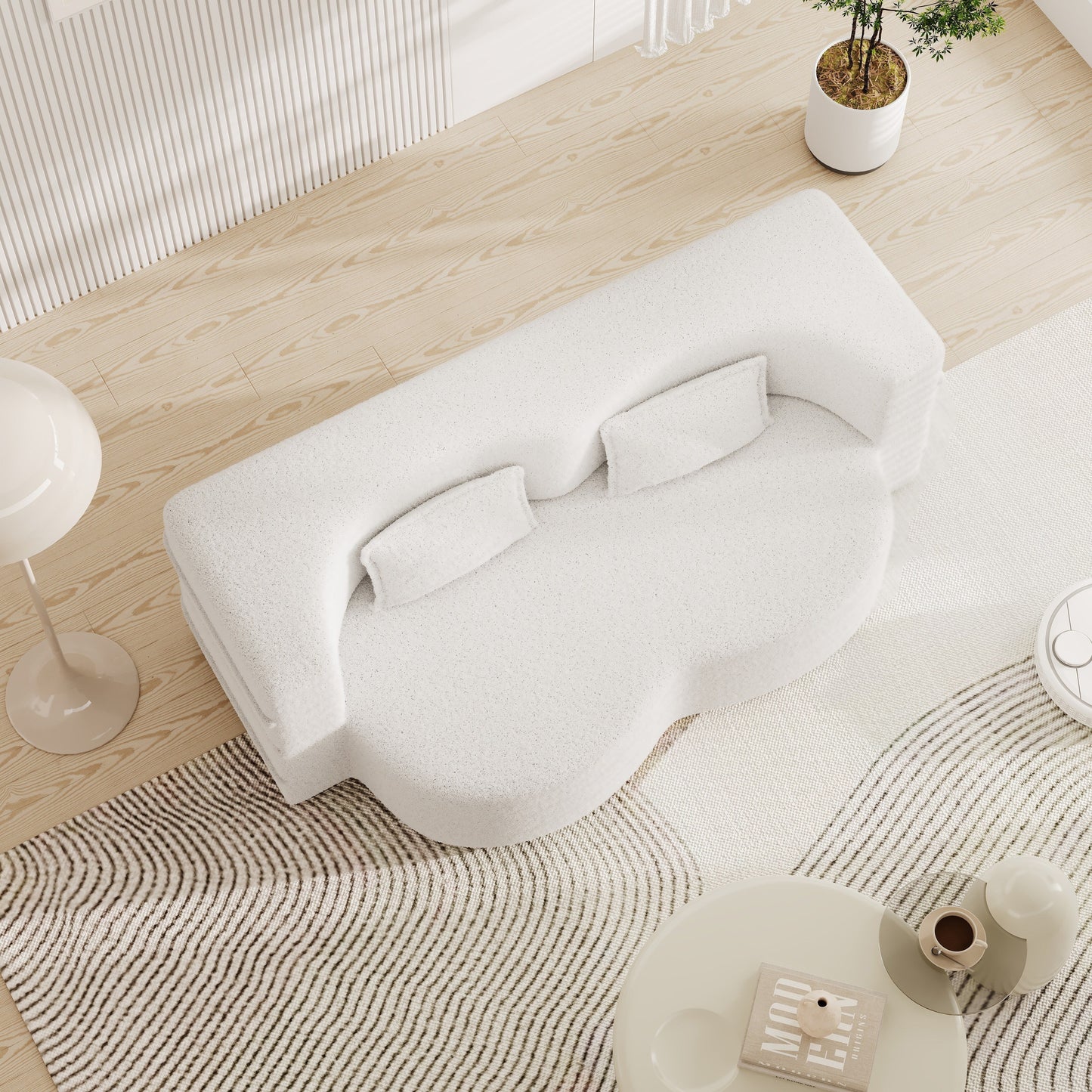 Canapé-lit convertible en tissu Teddy de 78 pouces, rempli de mousse, avec 2 oreillers et matelas pliant pour le salon