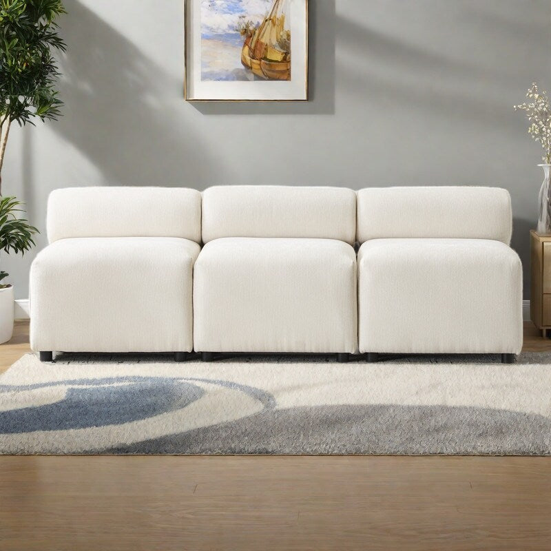 Canapé sectionnel modulaire 3 pièces en tissu 78 avec mousse haute résilience, ressorts sinueux et cadre en bois massif